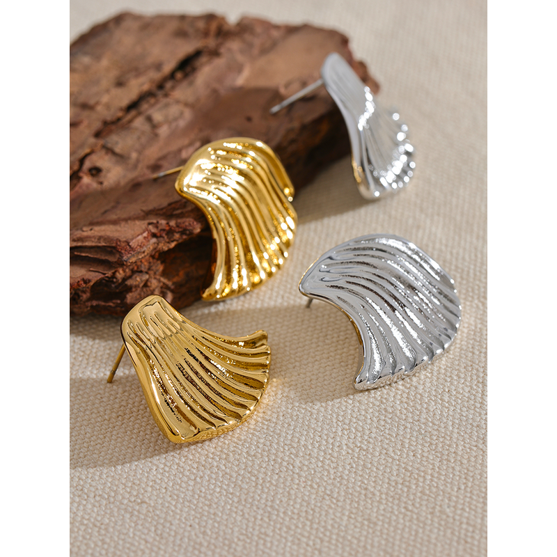 Sea Wave Stud Earrings Supplier - JINYOU 228 Stainless Steel 316l Geometric