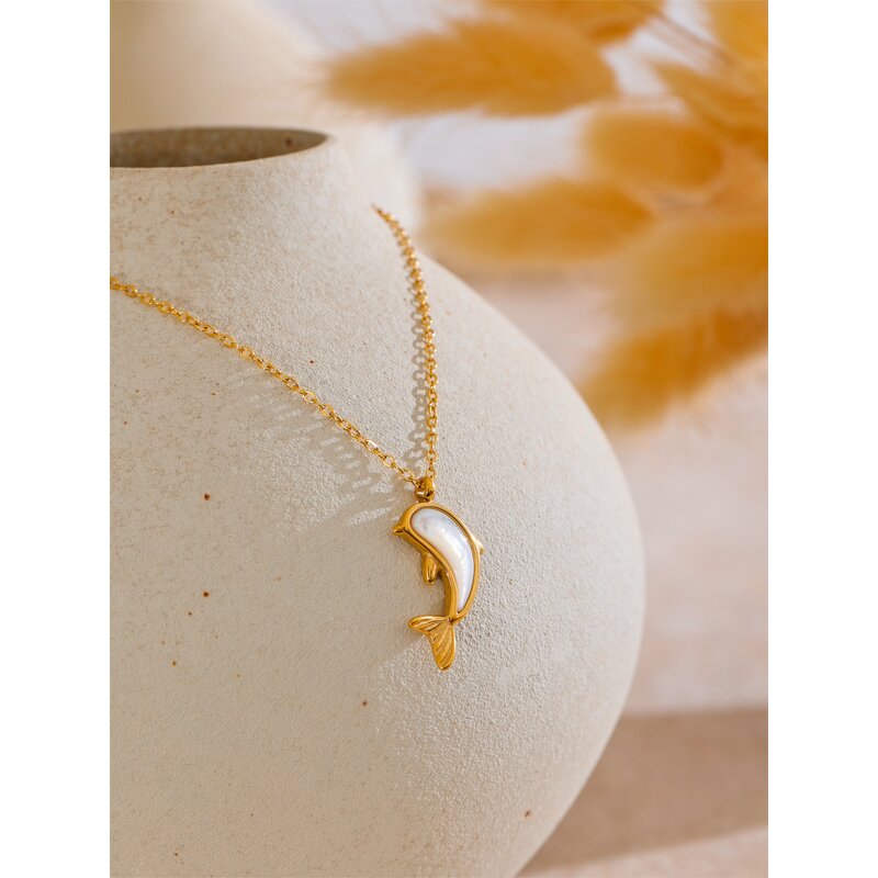 Shell Dolphin Necklace Supplier - JINYOU 5075 New Arrival Natural 18K Gold