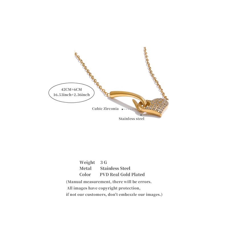 Zircon Heart Necklace Supplier - JINYOU 5187 New Arrival PVD Stainless Steel