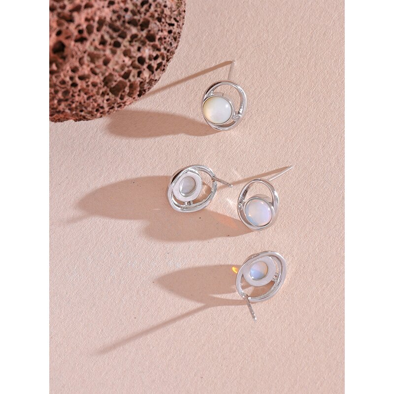 Natural Stone Stud Earrings Manufacturer - JINYOU 097 Fashion CZ Geometric S925