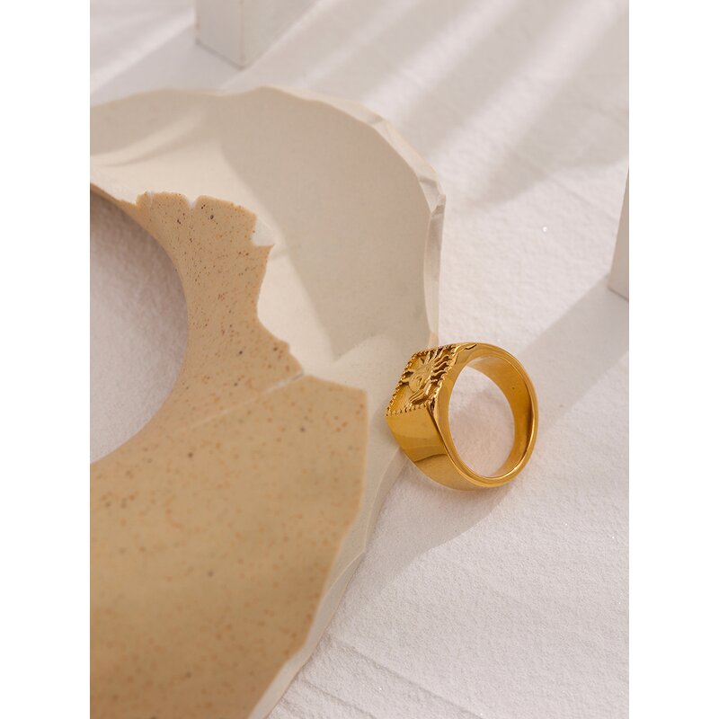 Square Sun Ring Manufacturer - JINYOU 2208 Personalised Statement 18K Gold