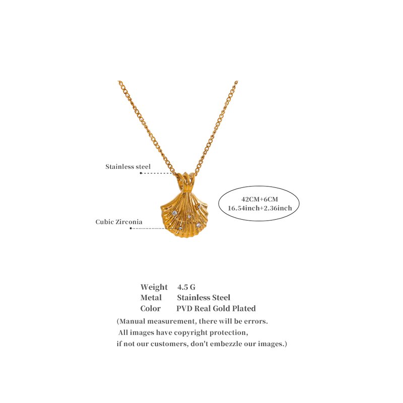 Zircon Shell Necklace Manufacturer - JINYOU 5081 New Arrival Waterproof PVD