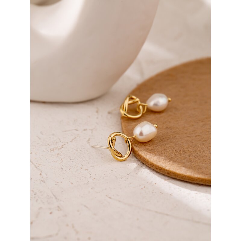 Freshwater Pearls Earrings Supplier - JINYOU 725 Trendy Fashion Copper Gold