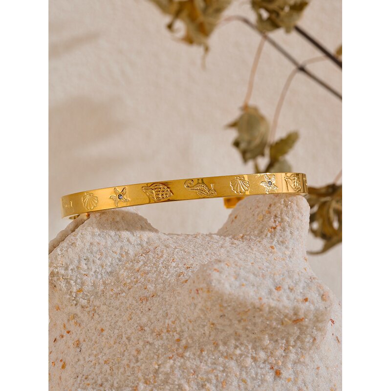 Beach Open Bracelet Supplier - JINYOU 4060 Ocean Element Stainless Steel