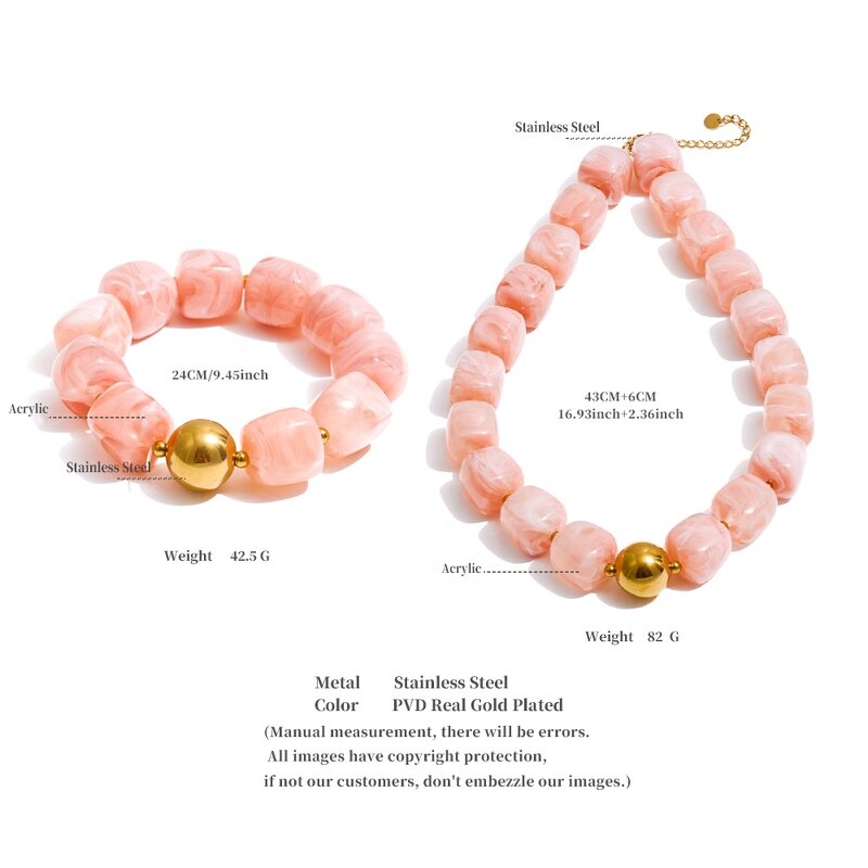 Acrylic Beads Set Supplier - JINYOU 812 New Square Beads String Bracelet