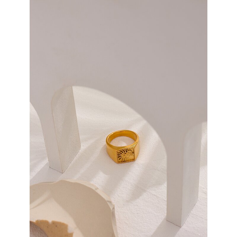 Square Sun Ring Manufacturer - JINYOU 2208 Personalised Statement 18K Gold