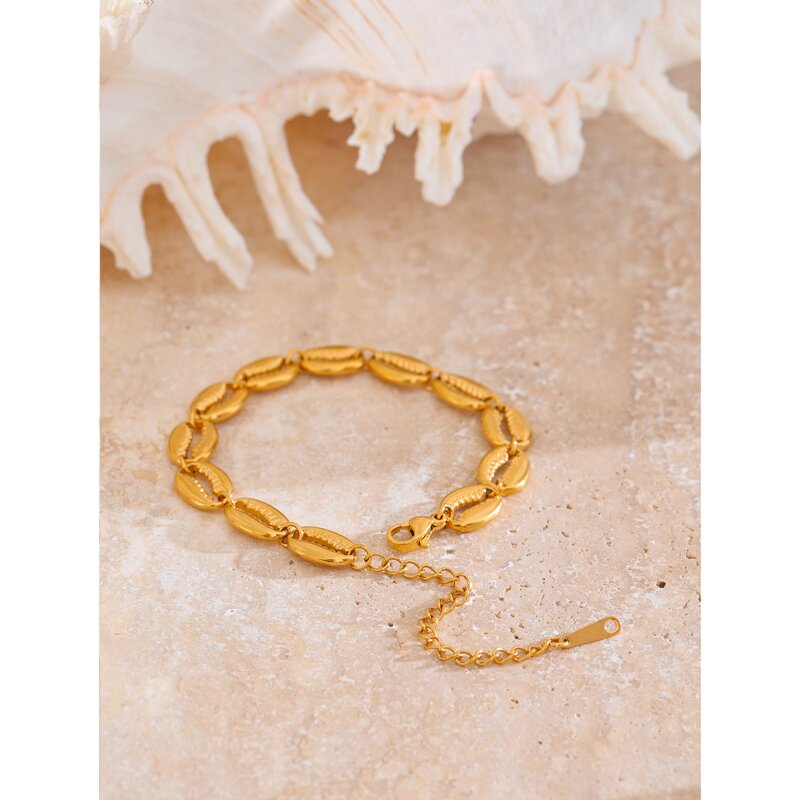 Metal Shell Bracelet Supplier - JINYOU 4287 Stainless Steel Gold Color 18K