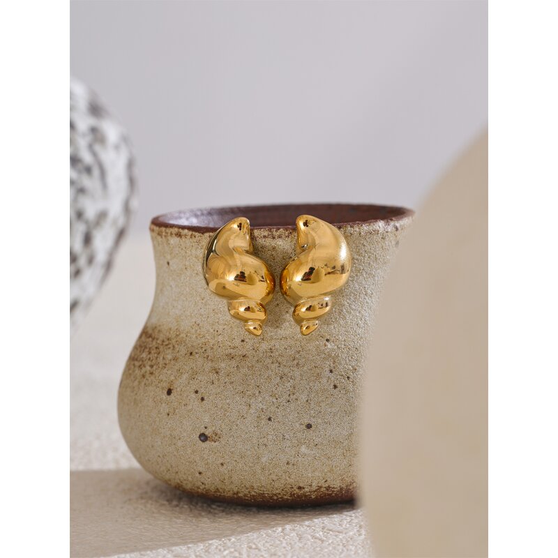 Conch Shape Stud Earrings Manufacturer - JINYOU 5129 New Arrival Waterproof PVD