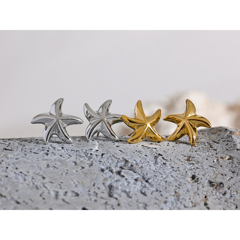 Metal Starfish Stud Earrings Supplier - JINYOU 1410 Waterproof Stainless Steel