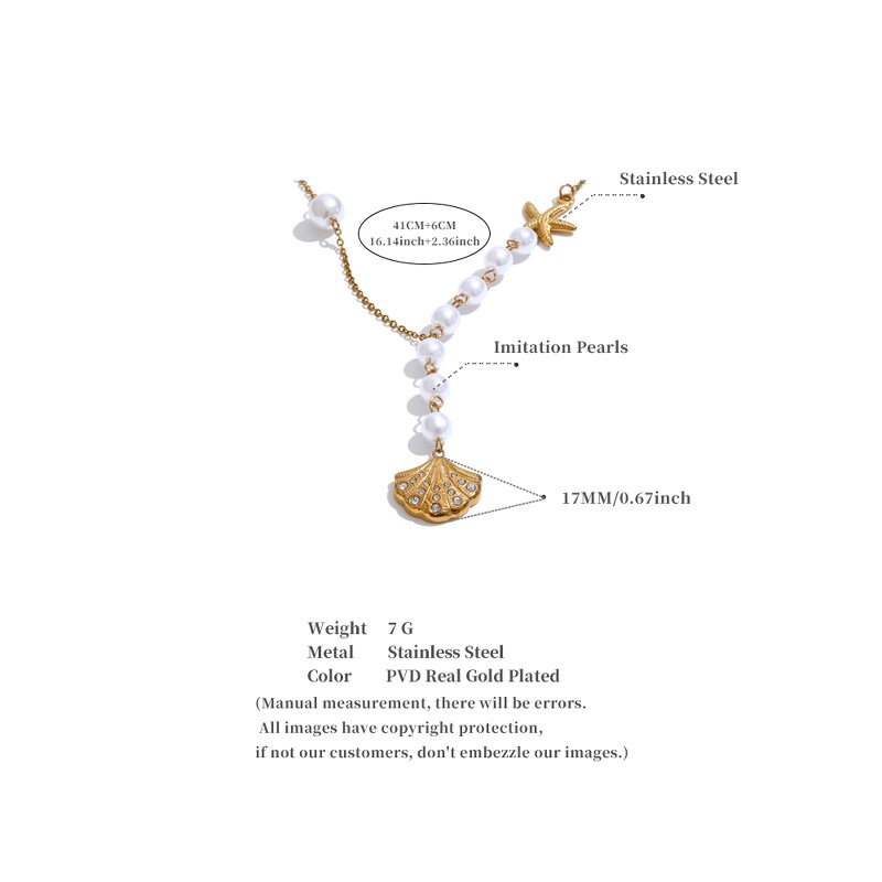 Shell Starfish Necklace Manufacturer - JINYOU 4209 Stainless Steel Golden Pendant