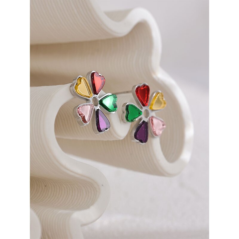 Acrylic Flower Earrings Supplier - JINYOU 2261 Colorful Plant Charm Stud
