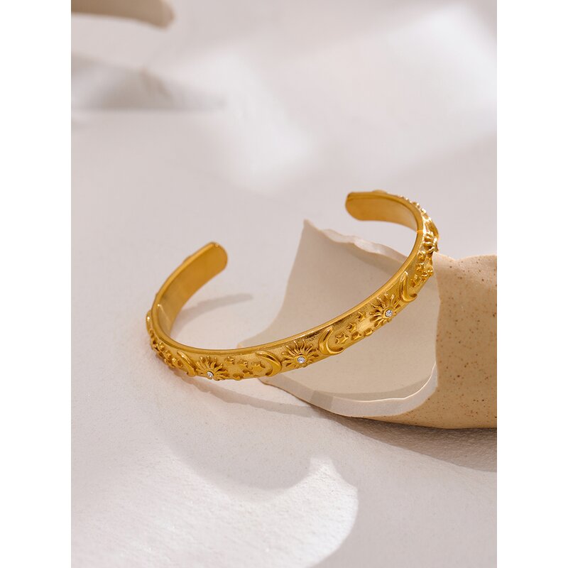 Star Moon Cuff Set Manufacturer - JINYOU 449 PVD Gold Plated Celestial 316L