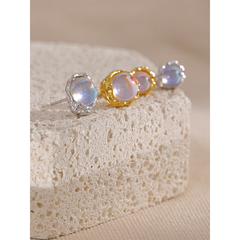 Asymmetric AB Earrings Manufacturer - JINYOU 062 Sterling Silver Moonstone