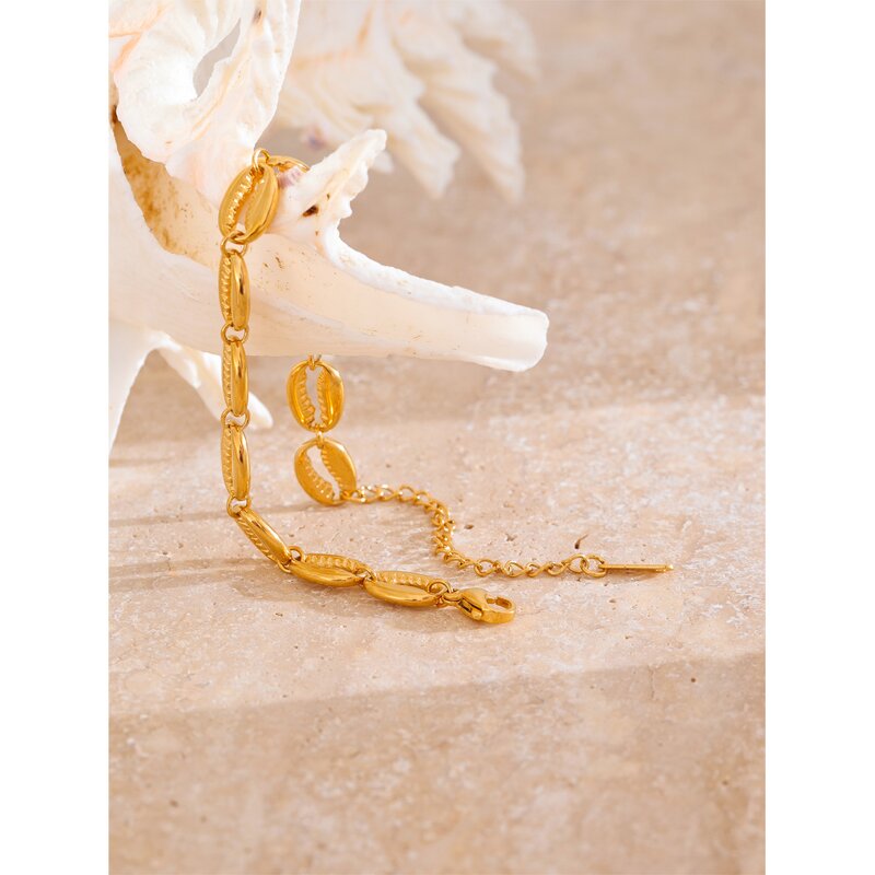 Metal Shell Bracelet Supplier - JINYOU 4287 Stainless Steel Gold Color 18K