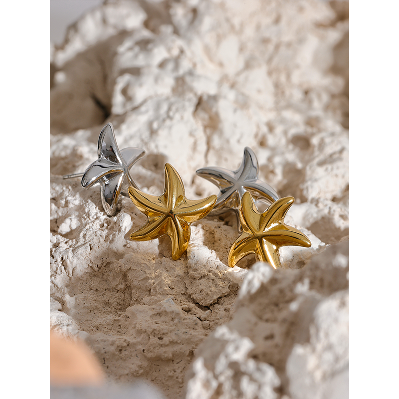 Metal Starfish Stud Earrings Supplier - JINYOU 1410 Waterproof Stainless Steel