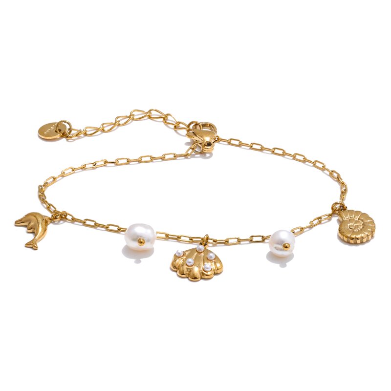 Shell Conch Bracelet Manufacturer - JINYOU 5529 Natural Pearl Metal Pendant