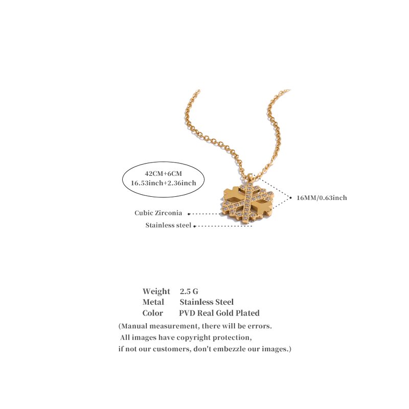 Zircon Snowflake Necklace Manufacturer - JINYOU 5204 New Arrival 18K Gold Plated