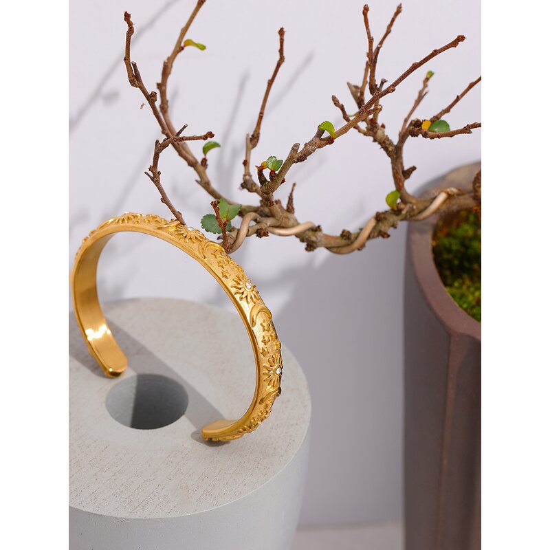 Star Moon Cuff Set Manufacturer - JINYOU 449 PVD Gold Plated Celestial 316L
