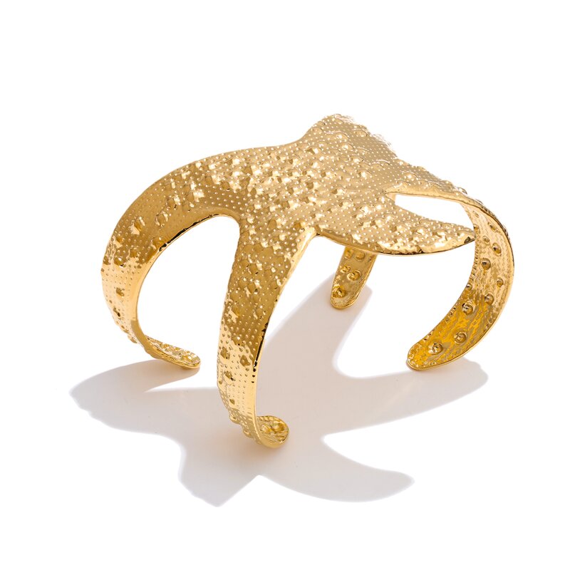 Starfish Shape Cuff Bracelet Supplier - JINYOU 5482 Ocean Style PVD 18k Gold