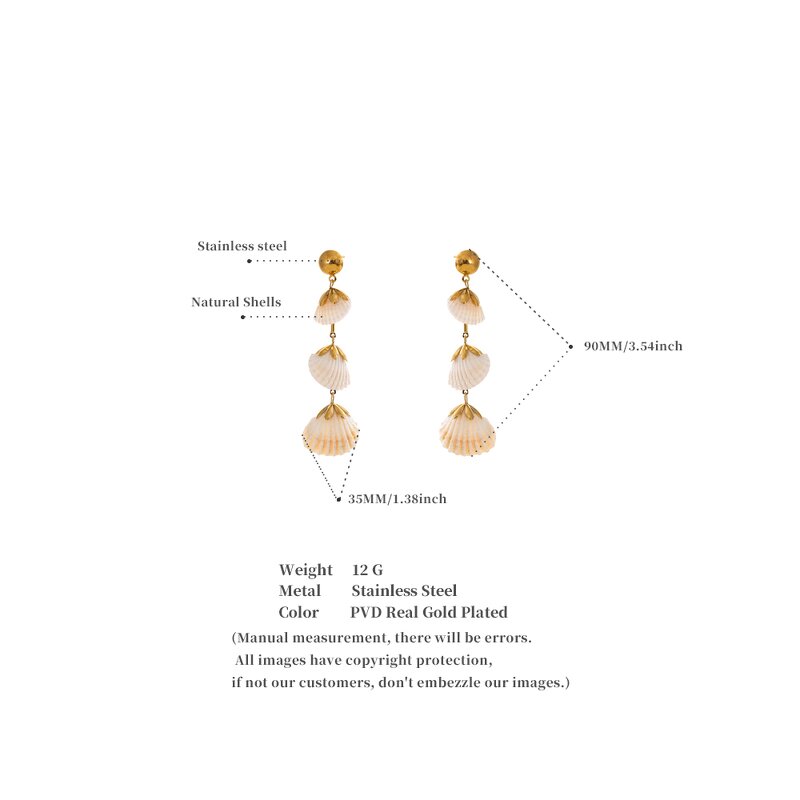 Natural Shell Drop Earrings Supplier - JINYOU 5166 New Arrivals Stainless Steel