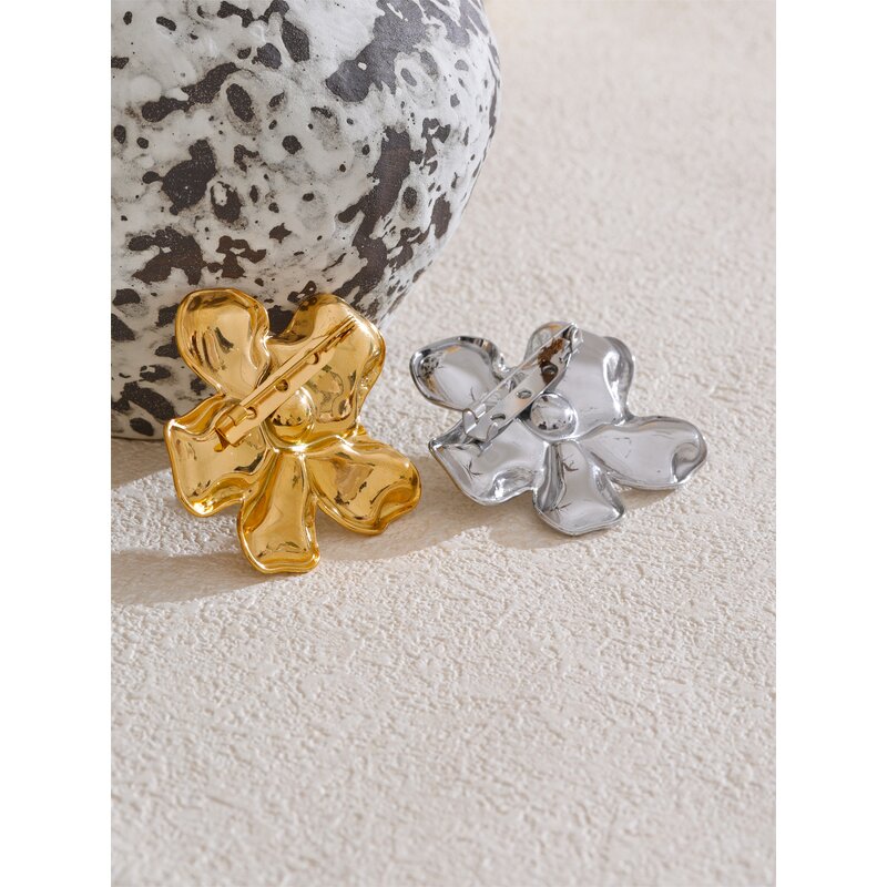 Flower Shape Brooch Manufacturer - JINYOU 5169 Simulated Pearls Stainless Steel