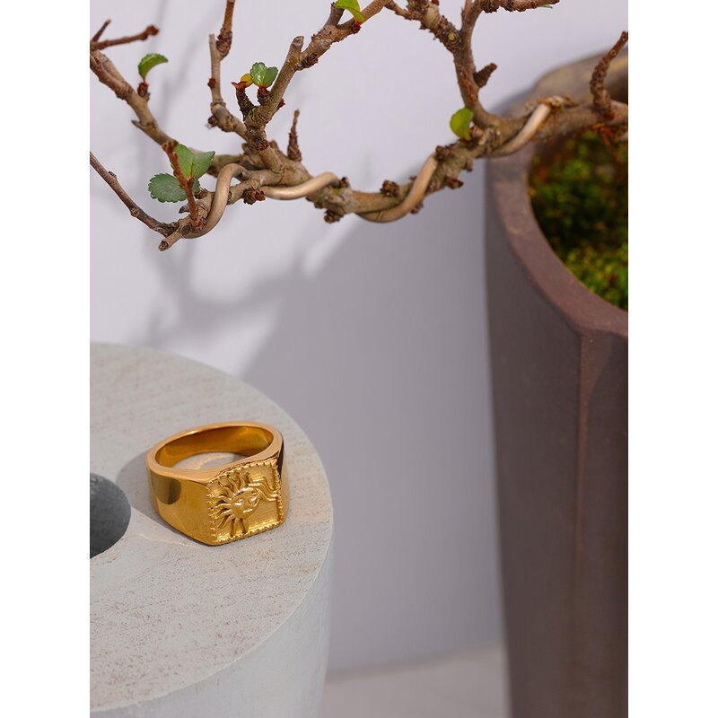 Square Sun Ring Manufacturer - JINYOU 2208 Personalised Statement 18K Gold