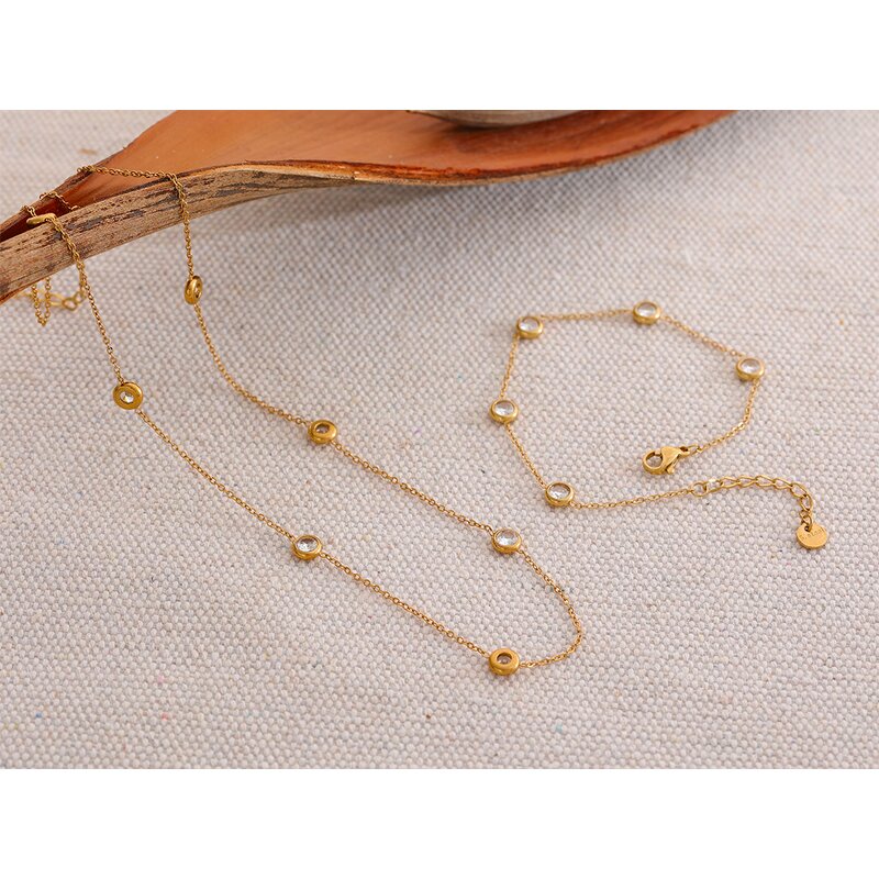 Cubic Zirconia Set Manufacturer - JINYOU 986 Fashion 18K Gold Plated Collar