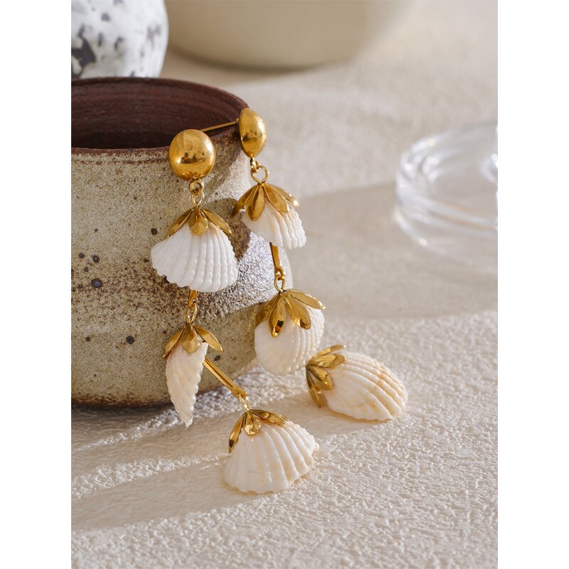 Natural Shell Drop Earrings Supplier - JINYOU 5166 New Arrivals Stainless Steel