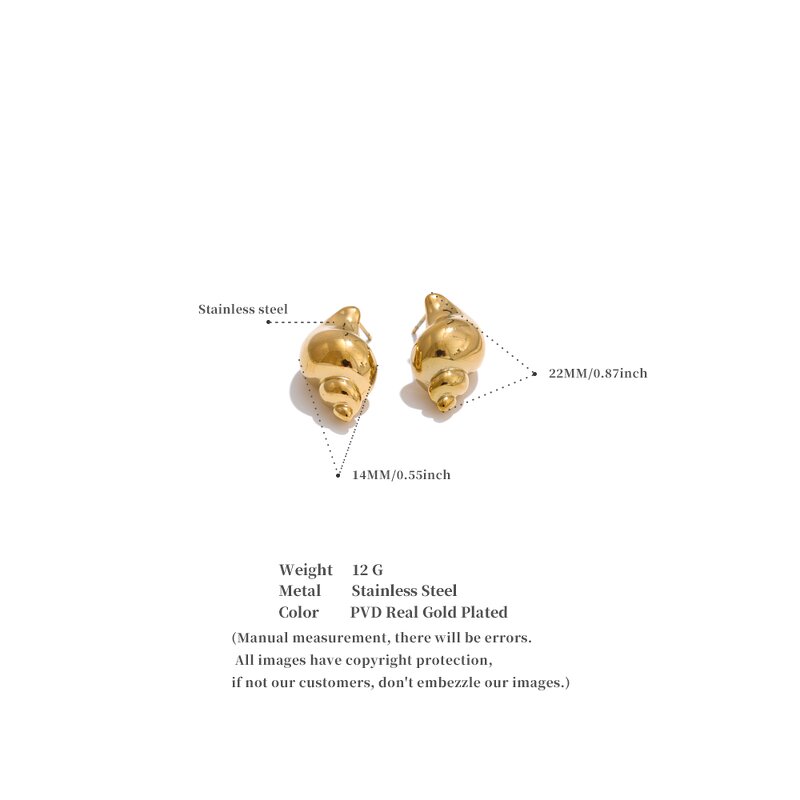 Conch Shape Stud Earrings Manufacturer - JINYOU 5129 New Arrival Waterproof PVD