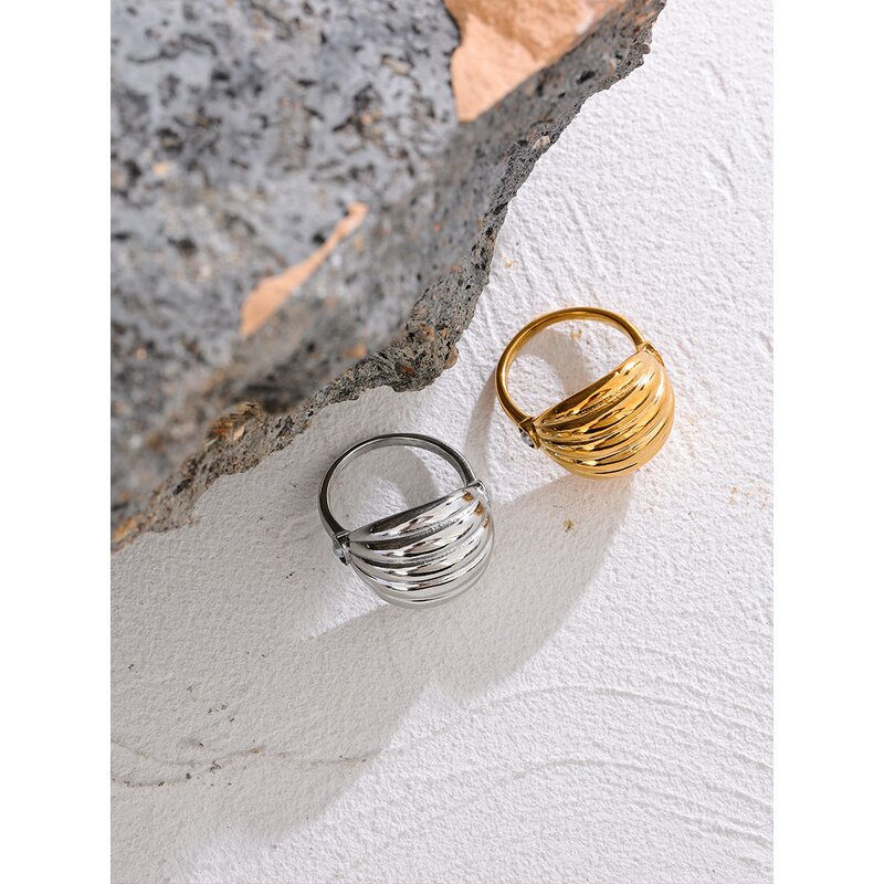 Shell Vintage Ring Supplier - JINYOU 427 Statement Stainless Steel Gold