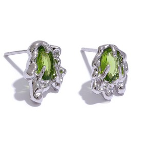 Green Cubic Zirconia Earrings Supplier - JINYOU New Sterling Silver Geometric