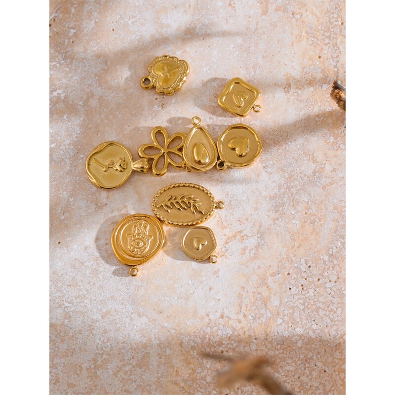 Flower Heart Pendant Manufacturer - JINYOU 0009 Stainless Steel DIY Making