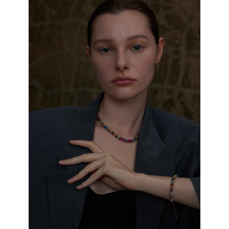 Stone Beads Necklace Manufacturer - JINYOU 4268 Trendy Colorful Waterproof