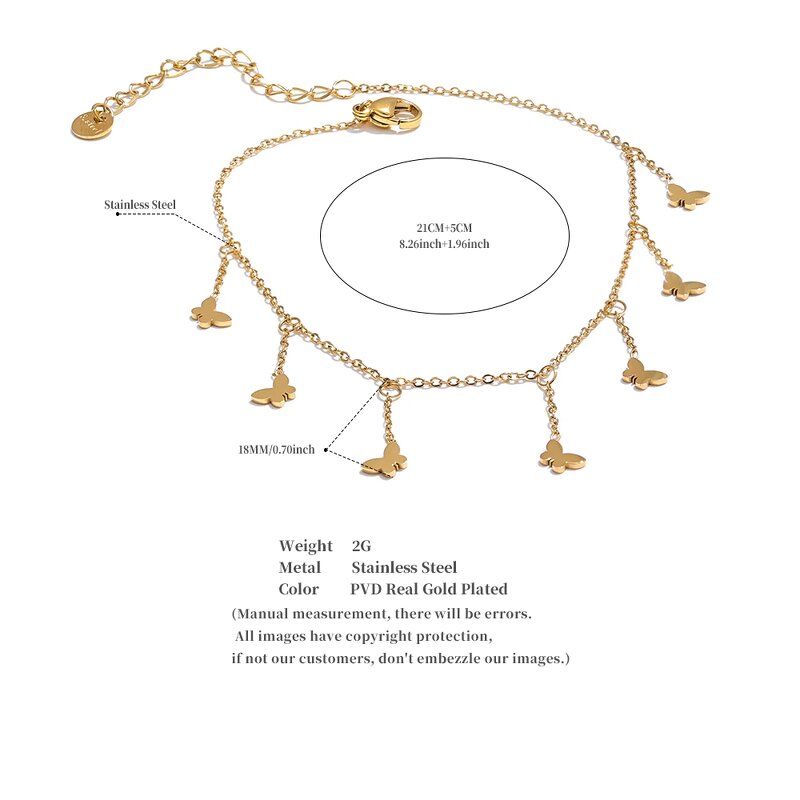 Butterfly Chain Anklet Manufacturer - JINYOU 708 Trendy Stainless Steel Drop