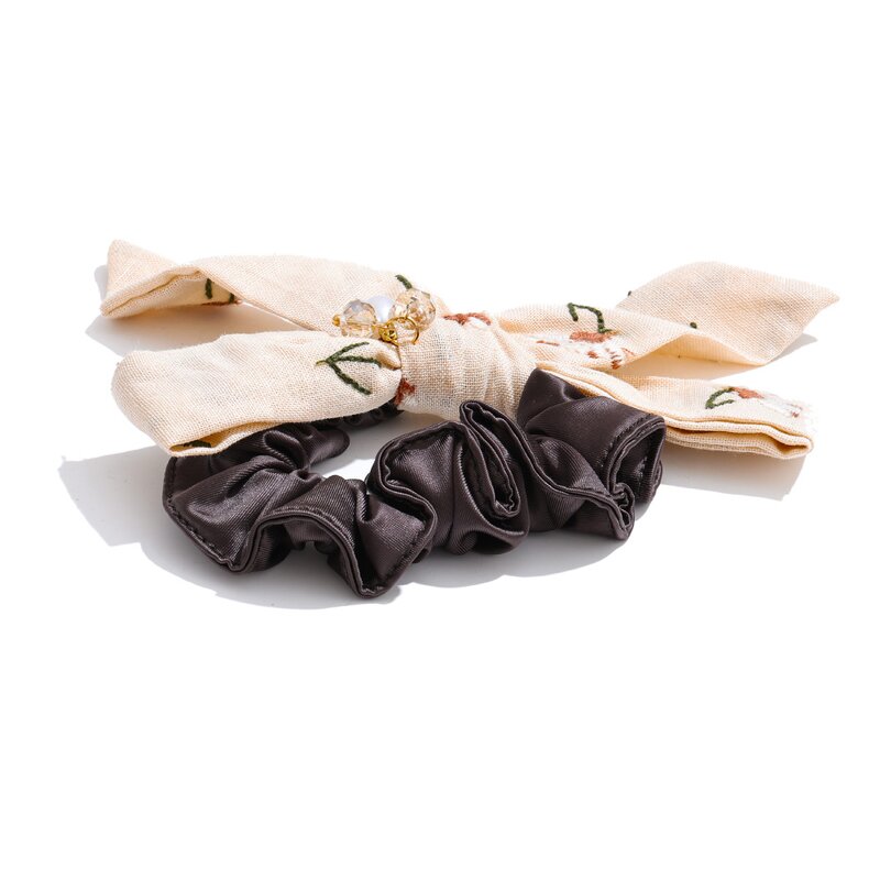 Two Color Hair Tie Supplier - JINYOU 0035 Fashionable Bow Shaped Floral Pearl