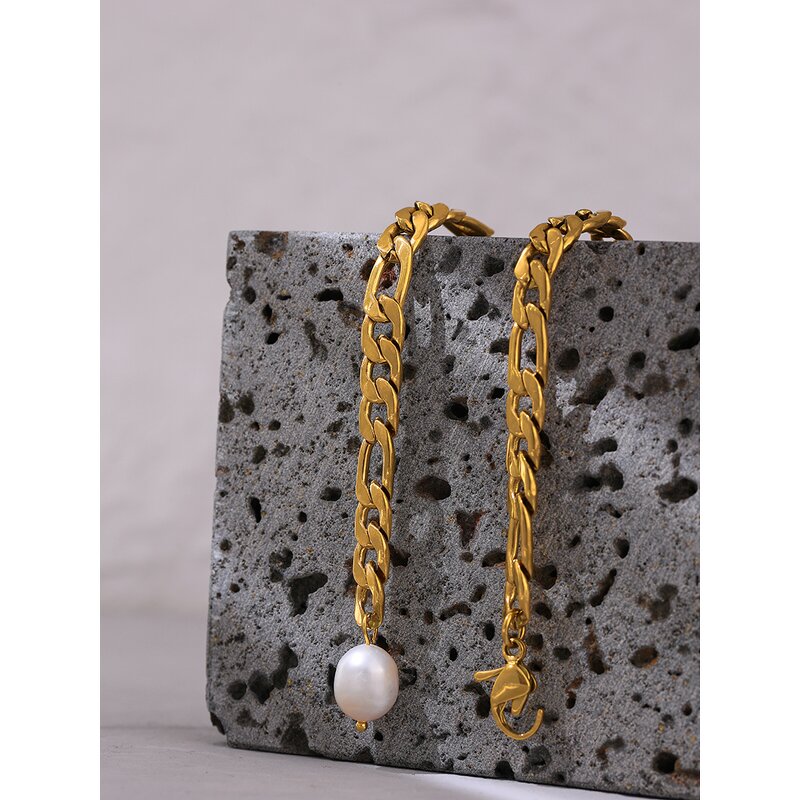 Pearl Chain Anklet Supplier - JINYOU 543 Natural 18k Gold Plated Stainless