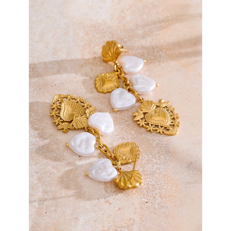 Gold PVD Earrings Manufacturer - JINYOU 3194 Stainless Steel Artificial Pearls