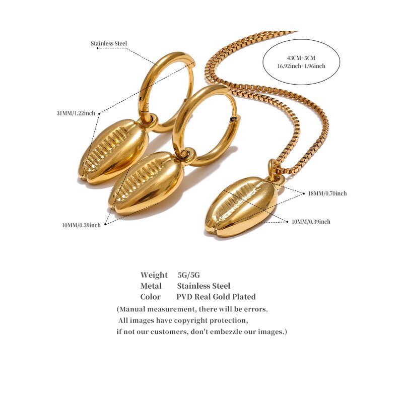 Metal Shell Hoop Set Supplier - JINYOU 875 Stainless Steel 18k Gold Color