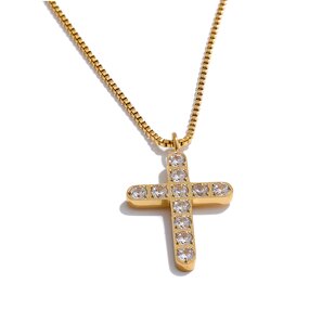 Cross Pendant Necklace Manufacturer - JINYOU 5210 New Arrival 18K Gold Plated
