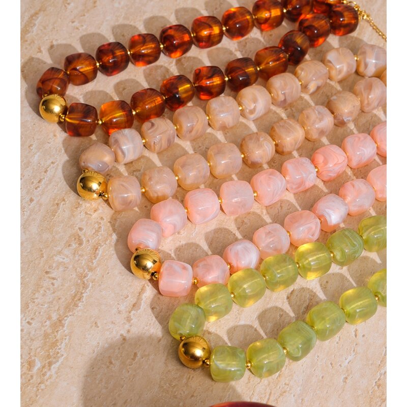Acrylic Beads Set Supplier - JINYOU 812 New Square Beads String Bracelet