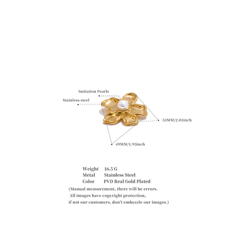 Flower Shape Brooch Manufacturer - JINYOU 5169 Simulated Pearls Stainless Steel