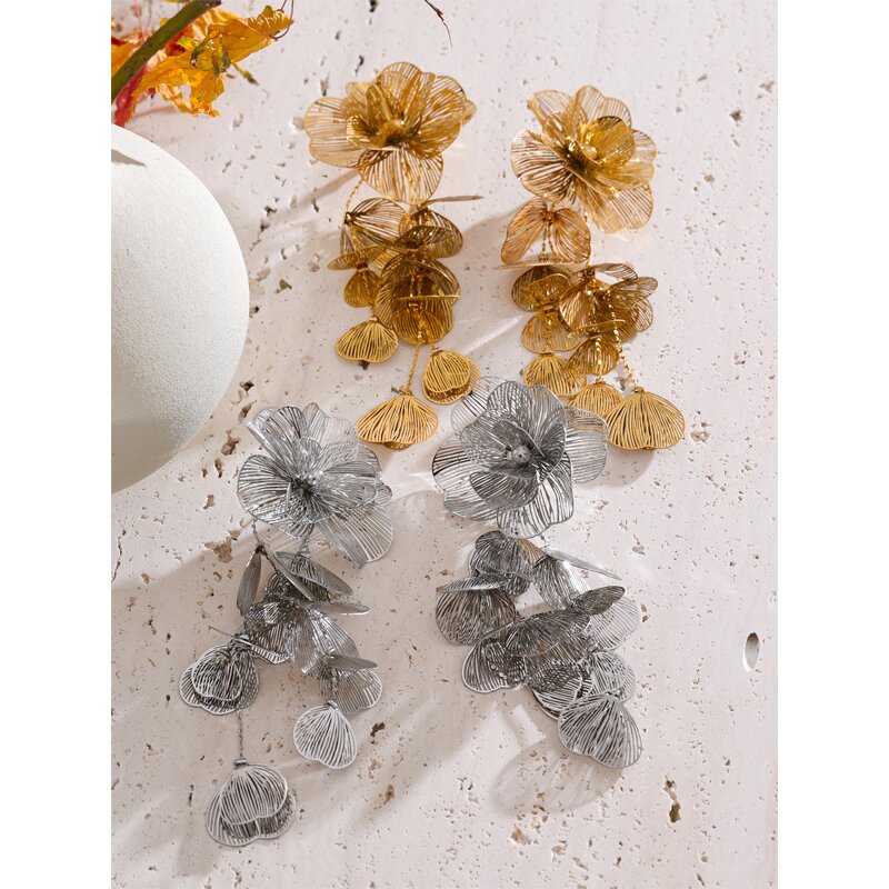 Hollow Flower Earrings Manufacturer - JINYOU 5490 New Arrival Metal Pendant