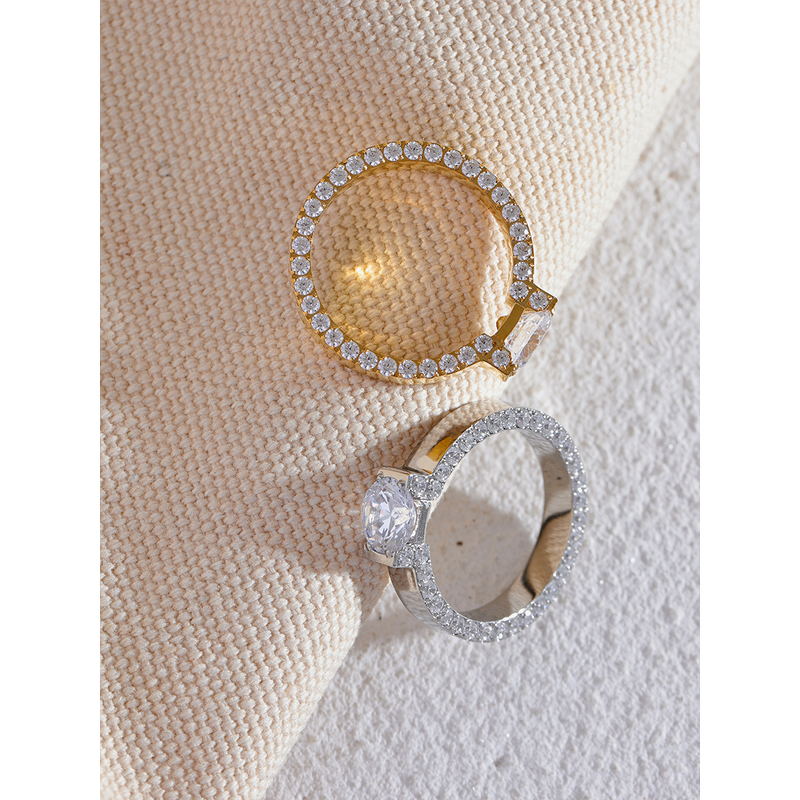 Cubic Zirconia Ring Manufacturer - JINYOU 658 Luxury Bling AAA Stainless Steel