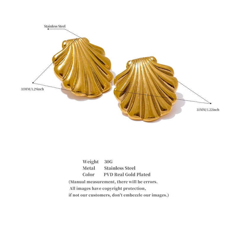 Metal Shell Stud Earrings Supplier - JINYOU 3263 Fashion 18k Gold Color