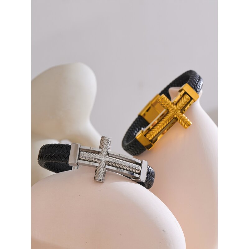 Cross Wide Bracelet Supplier - JINYOU 5427 New Arrival 67mm Stainless Steel