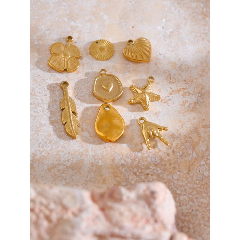 Heart Star Pendant Manufacturer - JINYOU 0017 Stainless Steel Feather DIY