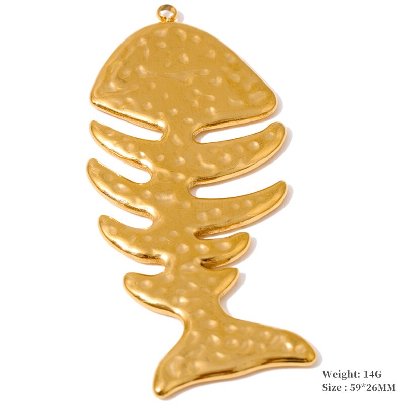 Fish Bones Pendants Supplier - JINYOU 027 Fashion Gold Plated Stainless Steel