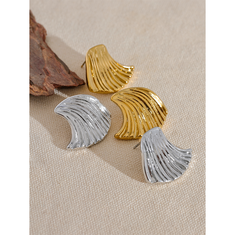 Sea Wave Stud Earrings Supplier - JINYOU 228 Stainless Steel 316l Geometric