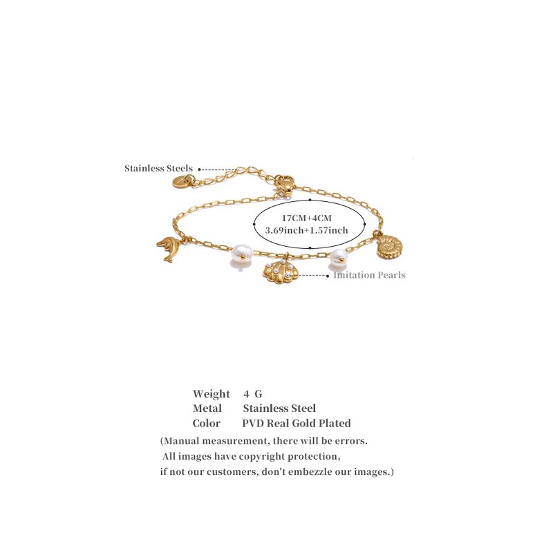 Shell Conch Bracelet Manufacturer - JINYOU 5529 Natural Pearl Metal Pendant