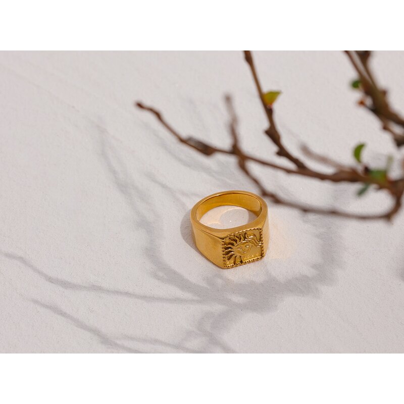Square Sun Ring Manufacturer - JINYOU 2208 Personalised Statement 18K Gold